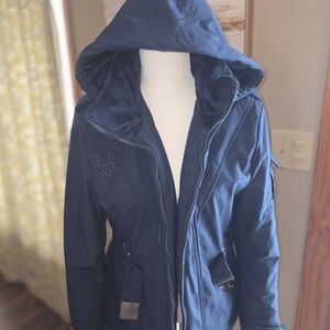 Women's Navy Hooded Winter Coat